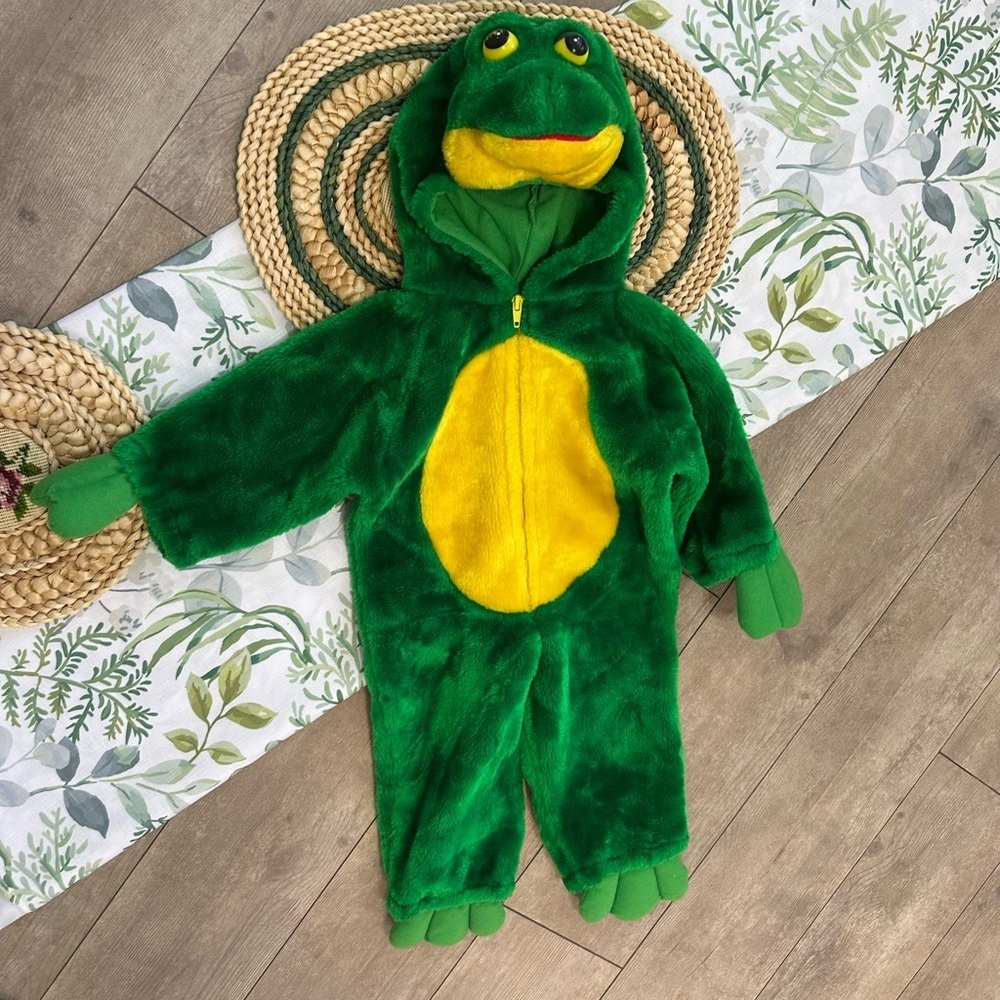 Vintage Frog Toddler Halloween Costume Chrisha Playful Plush Sz 2-4T Head Hood - Picture 4 of 16